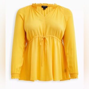 Rayon crepes waist peasant top - torrid